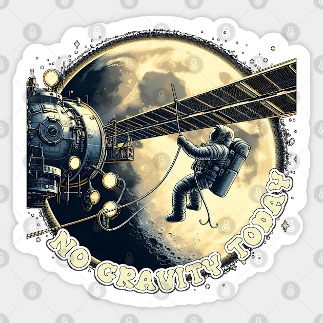 No Gravity Today: Astronaut's Lunar Tether in Blue, White, and Black Serenity Sticker by PopArtyParty